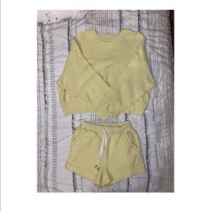 Aerie 2 piece yellow corded set size XS
